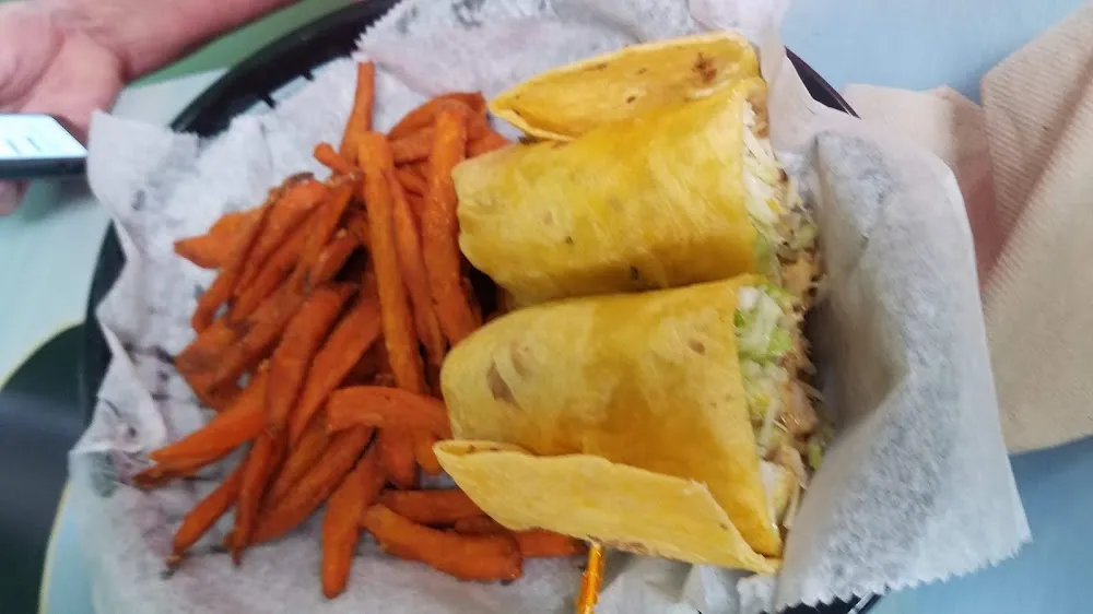 Fish Wrap with Sweet Fries