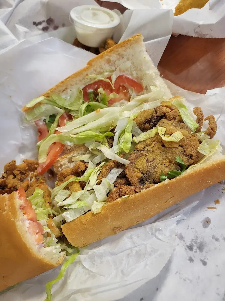 Oyster Poboy Dress with Lettuce Tomatoes Mayonnaise